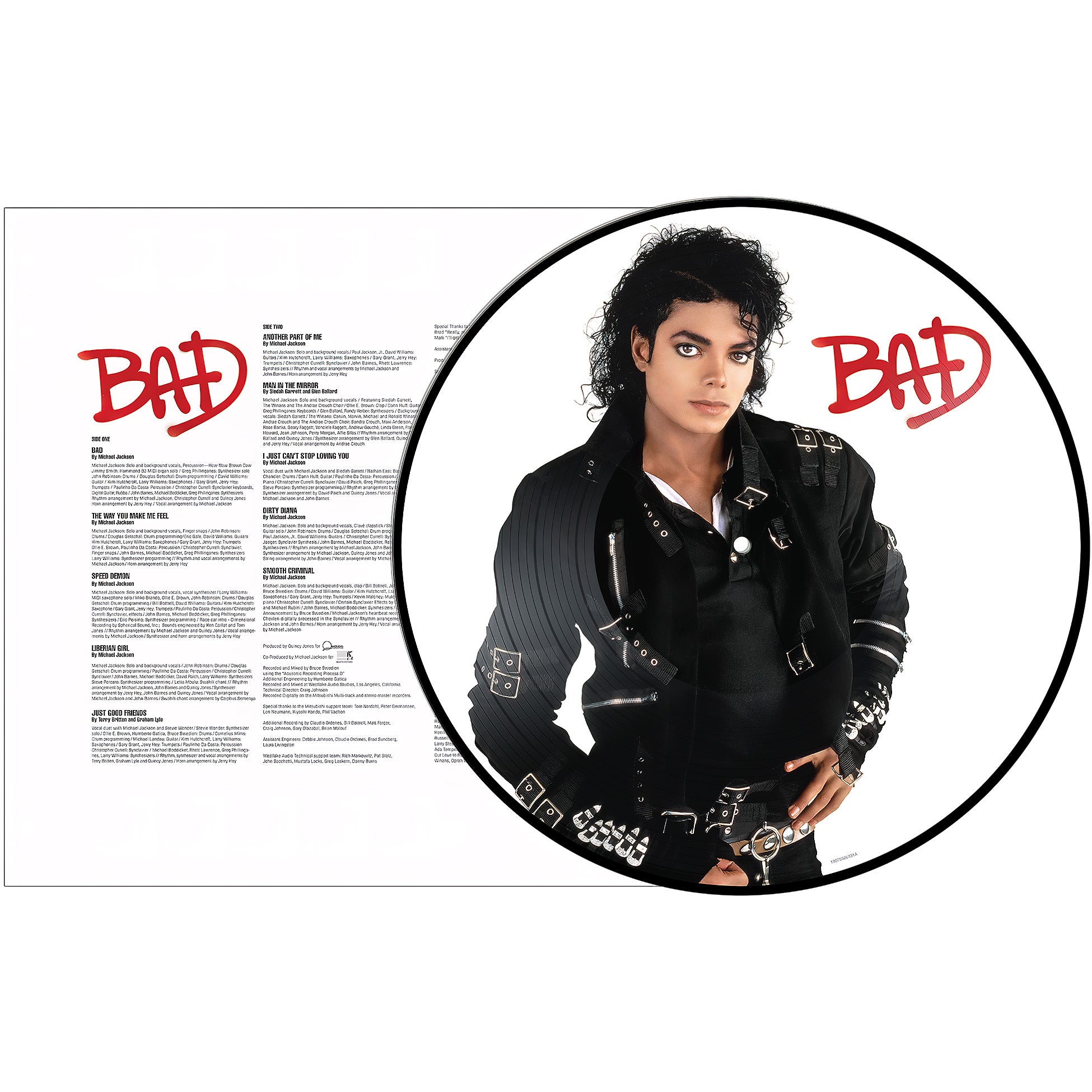 Bad by Michael Jackson, picture disc vinyl packshot, limited edition LP, remastered dance-pop classic album