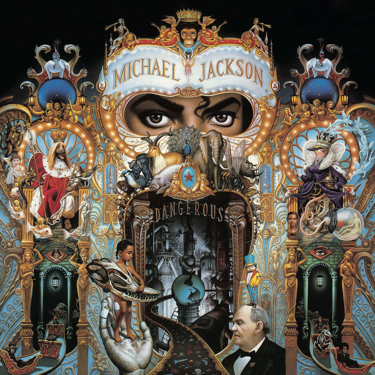 Michael Jackson - Dangerous album cover for the 2LP 180g black vinyl reissue featuring "Black or White" and "Remember the Time"