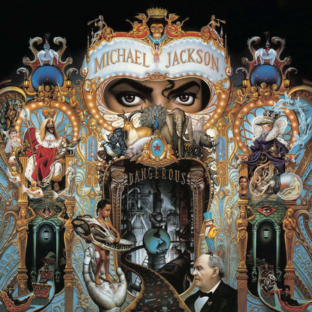 Michael Jackson - Dangerous album cover for the 2LP 180g black vinyl reissue featuring "Black or White" and "Remember the Time"