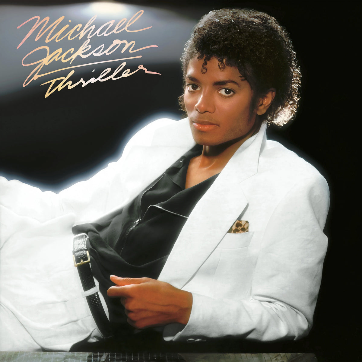 Michael Jackson - Thriller album cover for the limited edition Red & Black Marbled Color Vinyl LP with Billie Jean and Beat It.