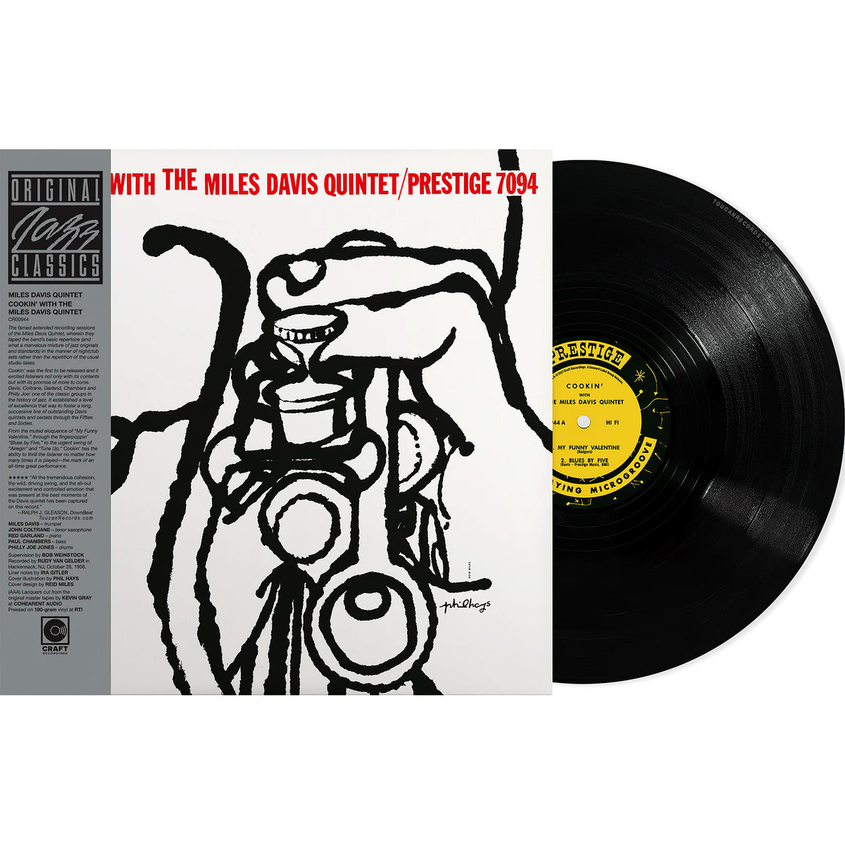 Miles Davis Cookin' With The Miles Davis Quintet packshot for audiophile vinyl LP with Stoughton Tip-On jacket and obi strip. Pressed at RTI. Available at Toucan Records