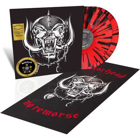 Motorhead - No Remorse packshot, red with black splatter vinyl pressing, 50th anniversary double LP