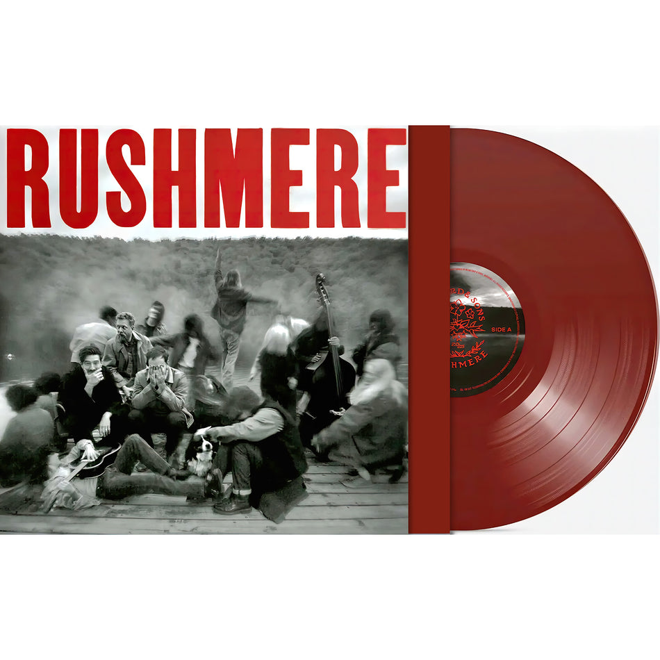 mumford & sons, rushmere, packshot, folk rock, album cover, vinyl, bloodshot red, colored vinyl, limited edition, indie exclusive, cover, album art, cover art,