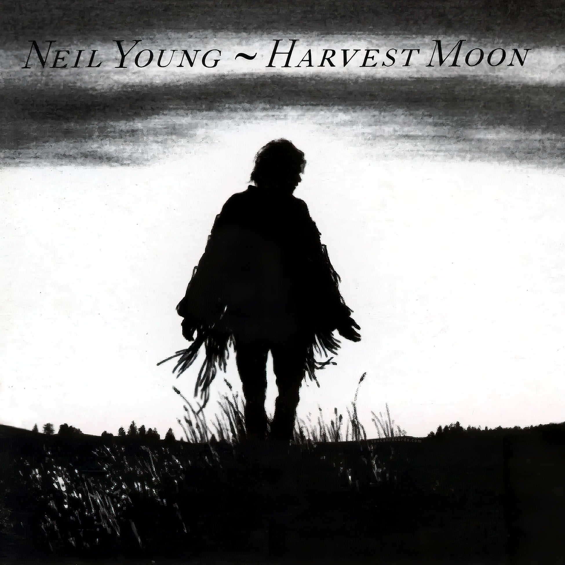 Neil Young Harvest Moon album cover, standard black vinyl 2LP, newly remastered folk rock and country rock classic from 1992