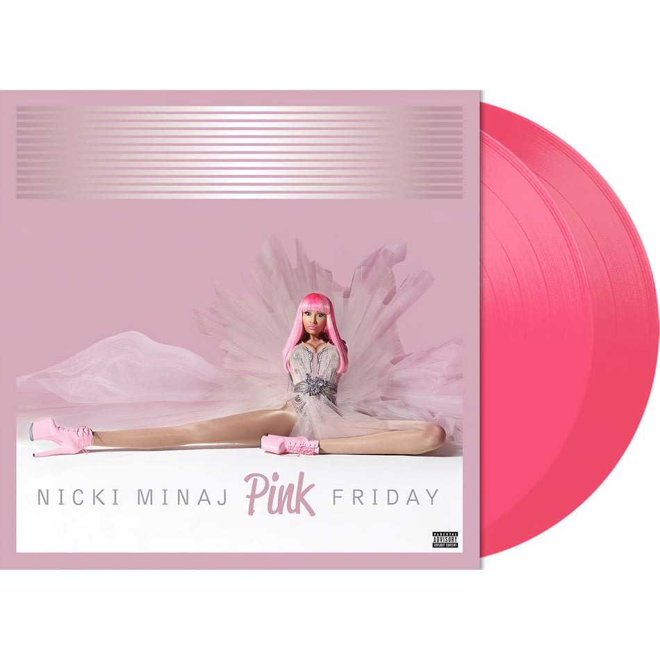 nicki minaj, pink friday, 10th anniversary, pink vinyl, opaque pink, packshot, colored vinyl, album cover, album art, cover, cover art, vinyl,