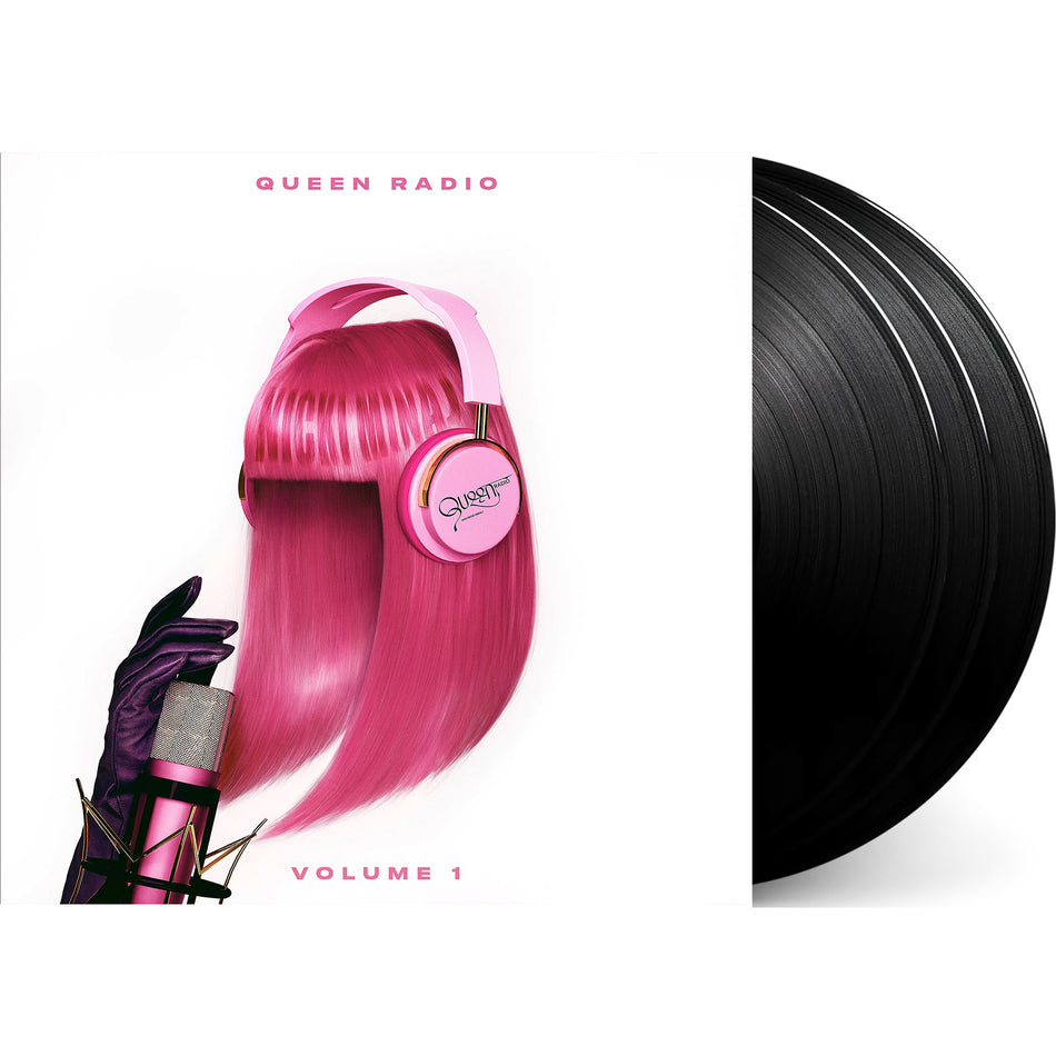 nicki minaj, queen radio, queen radio volume 1, vol. 1, 3 lp, packshot, black vinyl, standard edition, album cover, album art, cover, cover art, vinyl,