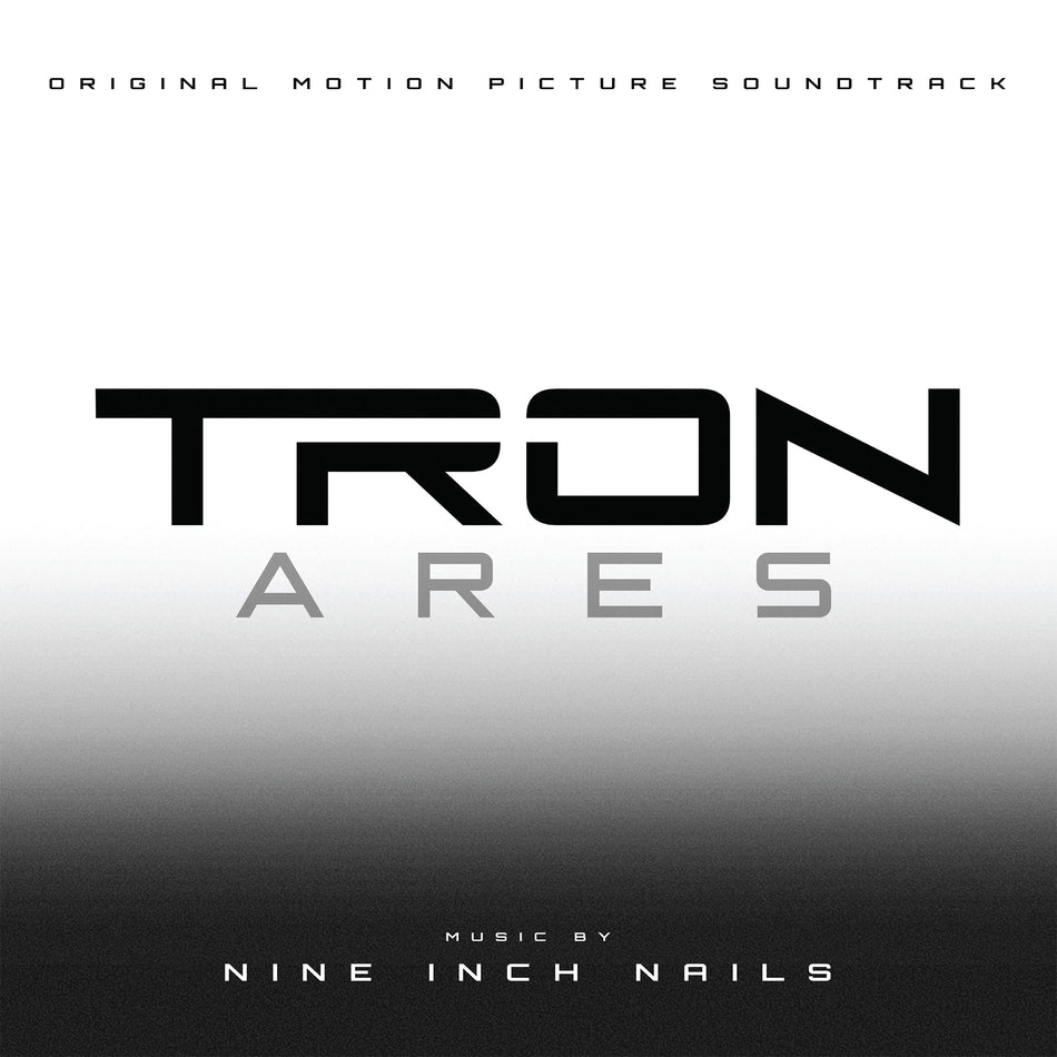 Tron Ares soundtrack from Nine Inch Nails, album cover, white vinyl 2LP indie exclusive, alternate cover art, new industrial music from NIN