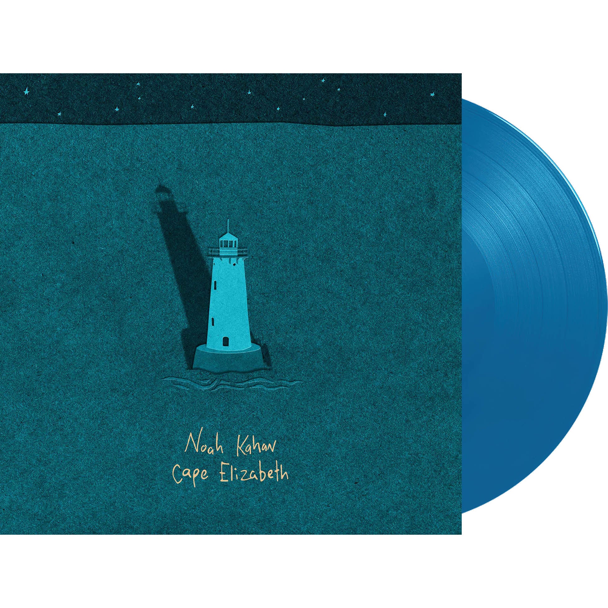 Noah Kahan - Cape Elizabeth vinyl packshot, limited edition aqua colored pressing, acoustic folk EP
