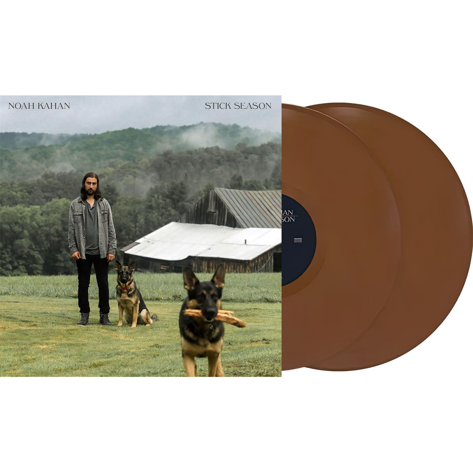 Noah Kahan - Stick Season vinyl packshot, brown color pressing, Americana singer-songwriter 2022 release