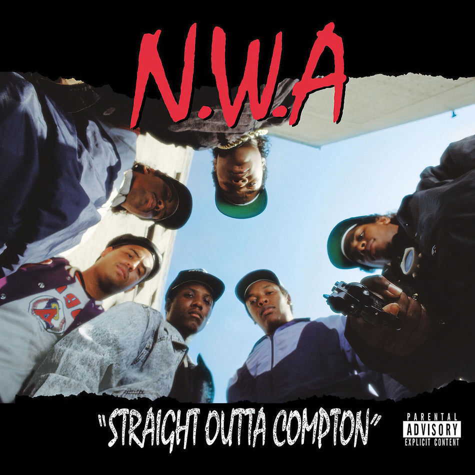 NWA Straight Outta Compton album cover, black vinyl LP edition, 1988 gangsta rap classic - hip hop vinyl ToucanRecords.com