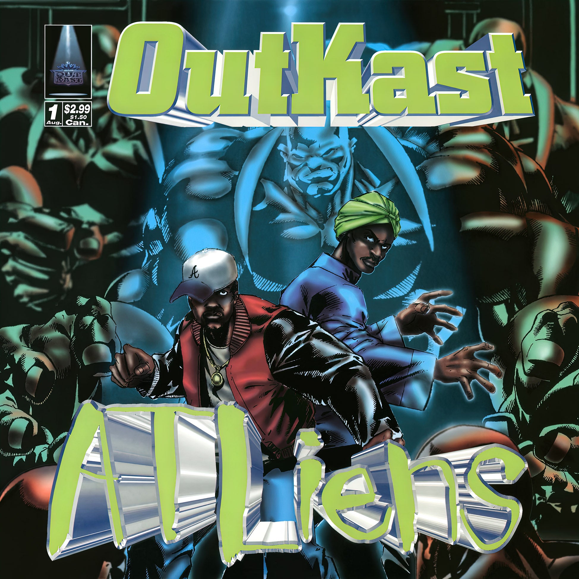 OutKast - ATLiens album cover, black vinyl 2LP edition, comic-inspired artwork