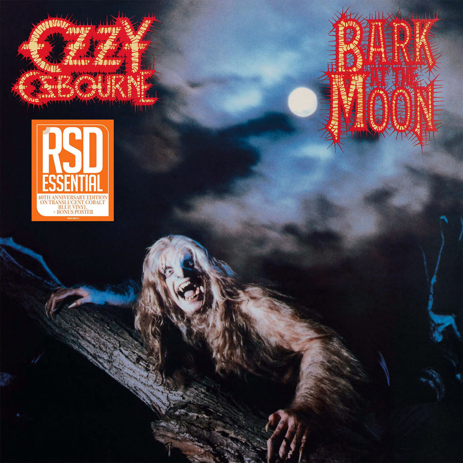 ozzy osbourne, bark at the moon, rsd essential, 40th anniversary, limited edition, indie exclusive, cobalt vinyl, blue vinyl, cobalt blue vinyl, colored vinyl, album cover, album art, vinyl, cover, cover art,
