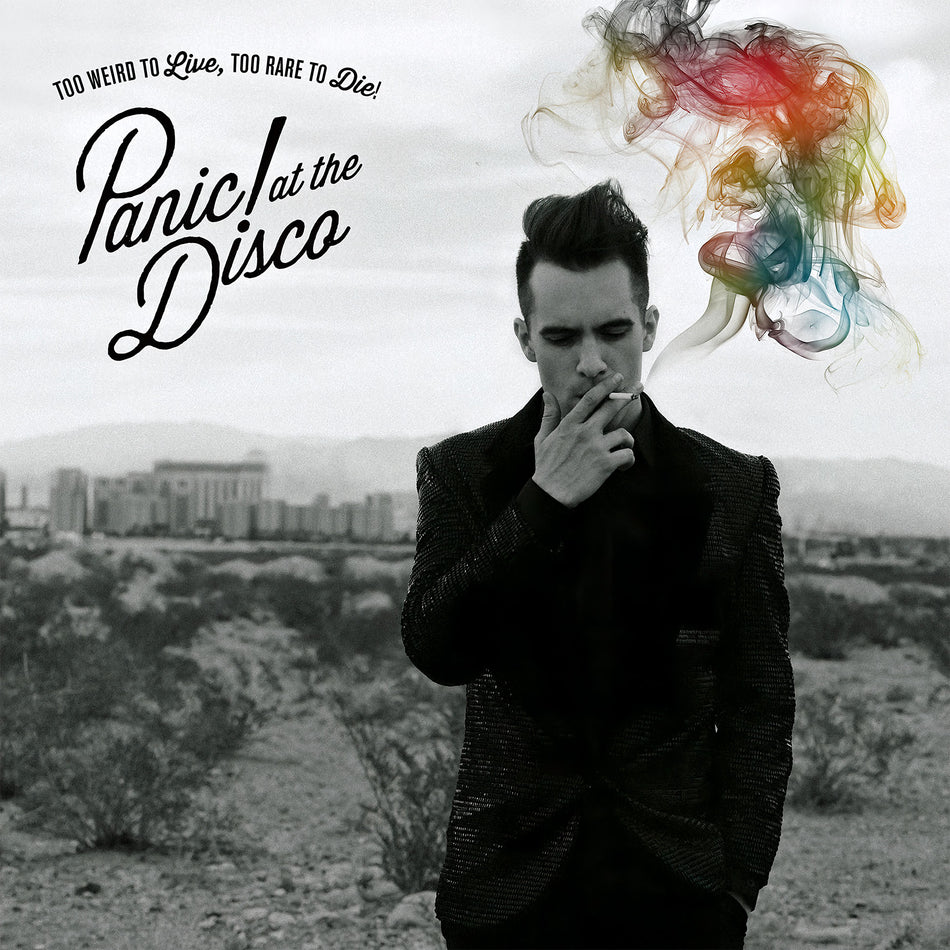 Panic! At The Disco - Too Weird to Live, Too Rare to Die! album cover, black vinyl LP, Brendon Urie 2013 synth-pop era