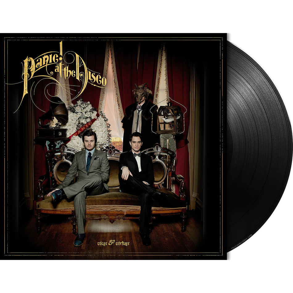 Vices & Virtues black vinyl record and printed inner sleeve by Panic! At The Disco. Album packshot with vinyl record exposed. Available  at ToucanRecords.com