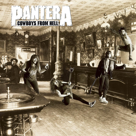 pantera, cowboys from hell, limited edition, whiskey brown marble, colored vinyl, album cover, album art, cover, cover art, vinyl,