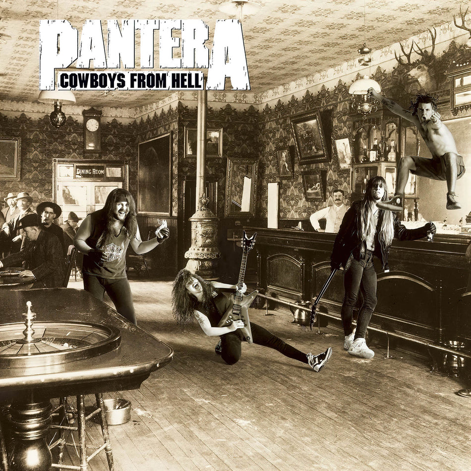pantera, cowboys from hell, limited edition, whiskey brown marble, colored vinyl, album cover, album art, cover, cover art, vinyl,