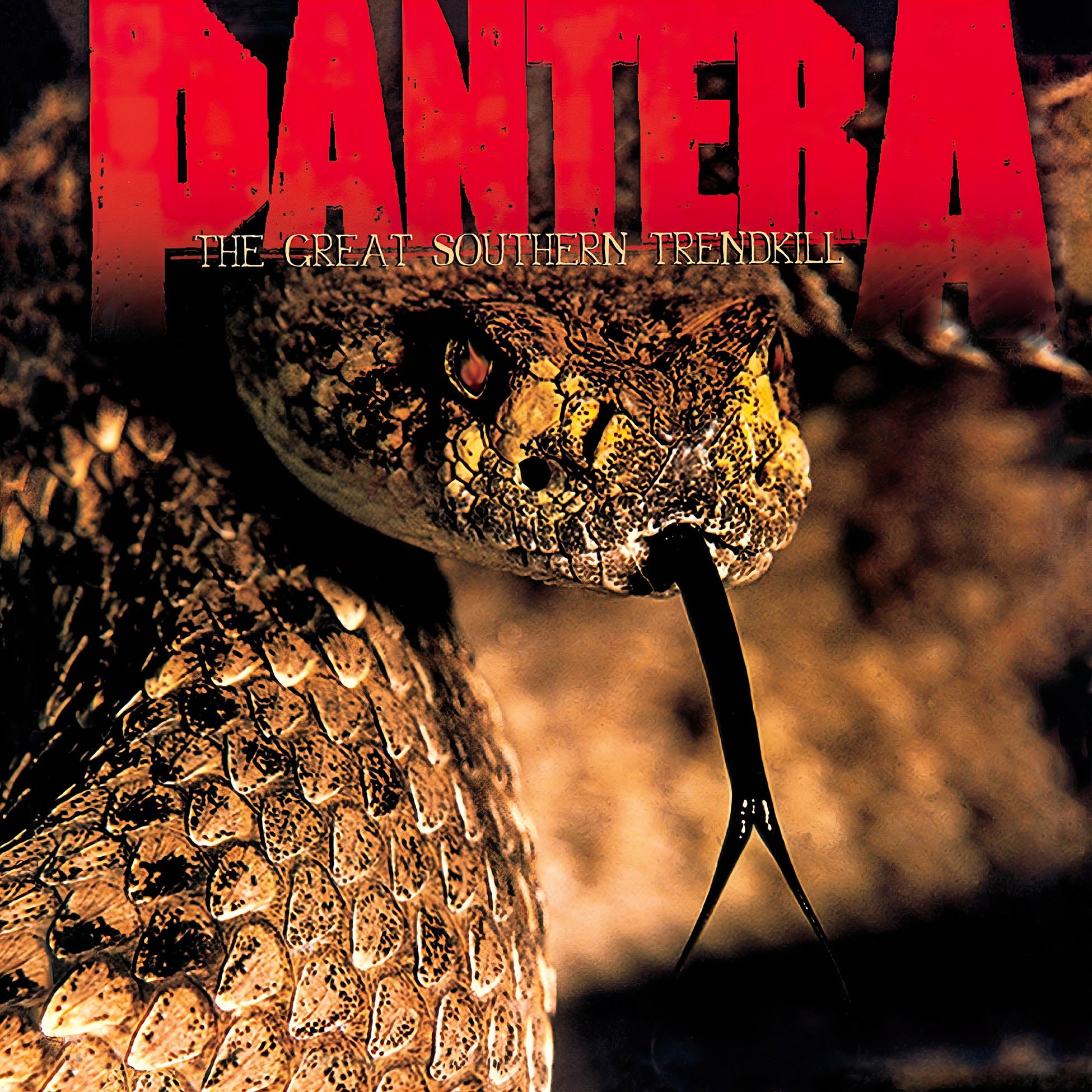 Pantera - The Great Southern Trendkill album cover, white and sandblasted orange marbled vinyl, indie exclusive edition