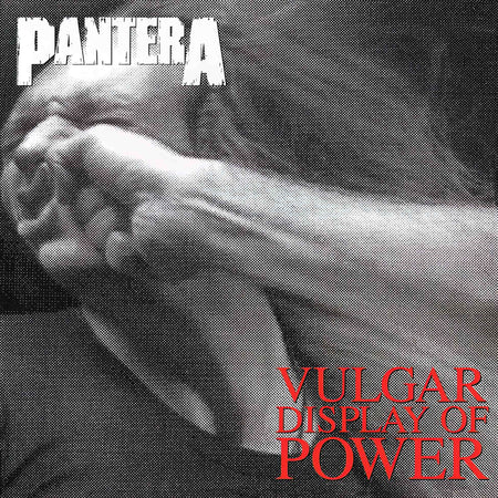 Pantera – Vulgar Display Of Power album cover, white and gray marbled vinyl, iconic groove metal classic — proudly presented by ToucanRecords.com