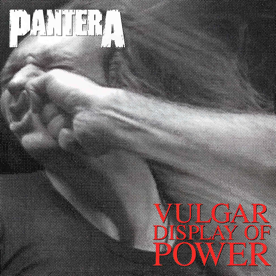 Pantera – Vulgar Display Of Power album cover, white and gray marbled vinyl, iconic groove metal classic — proudly presented by ToucanRecords.com