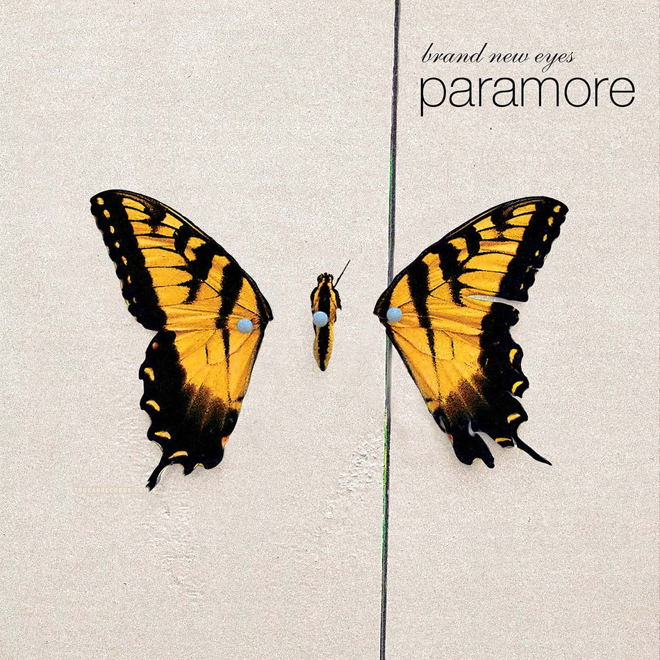 Paramore - Brand New Eyes album cover for the black vinyl LP, featuring the band's third studio album and alternative rock and Emo Pop hits.
