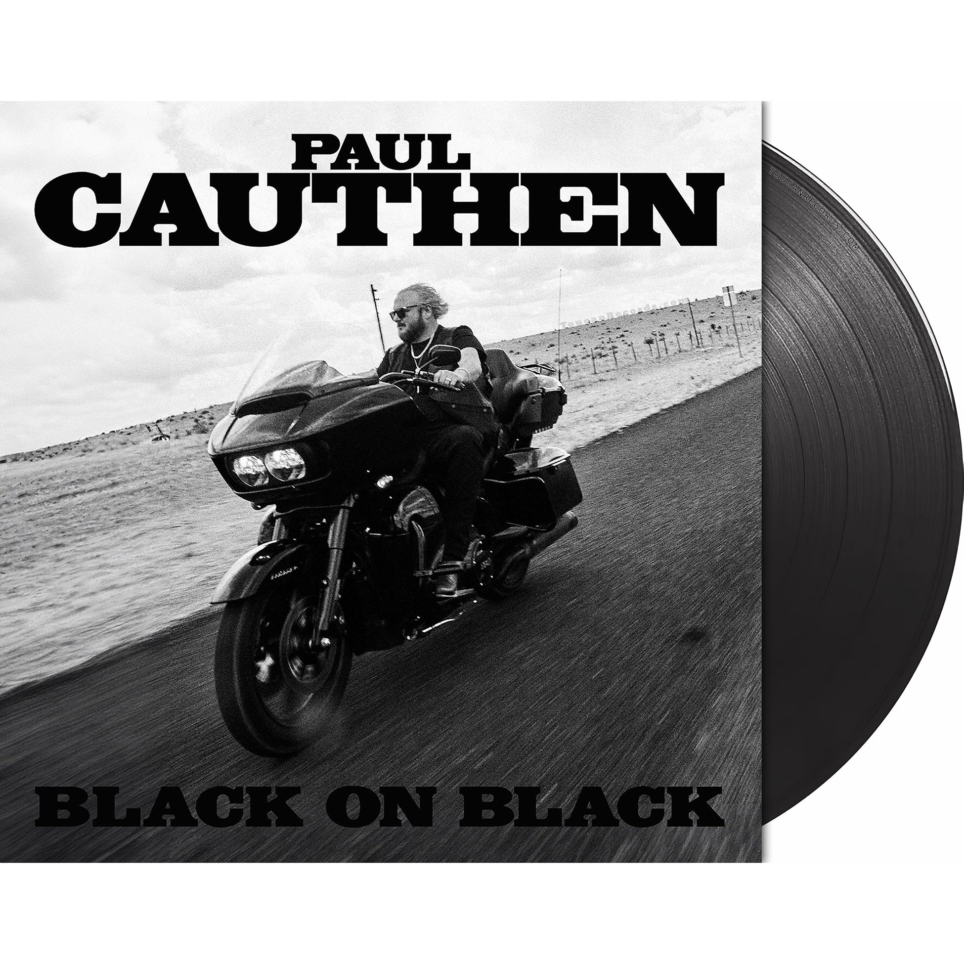 Paul Cauthen Black On Black,pressed on  black ice colored vinyl LP, packshot image. This album is Country Rock, Americana & Outlaw Country.