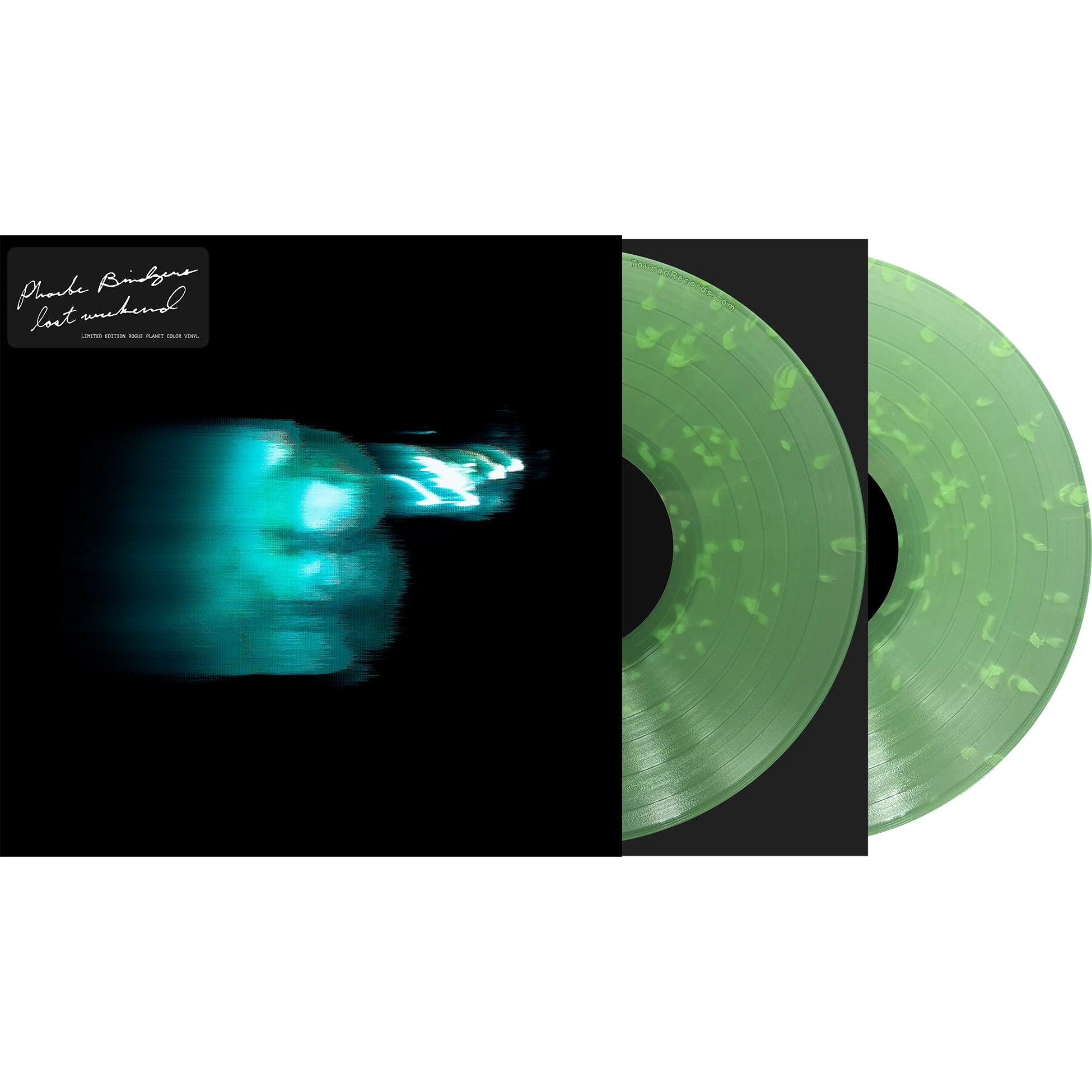 Phoebe Bridgers Lost Weekend packshot for limited Rogue Planet glow-in-the-dark green vinyl LP at ToucanRecords.com