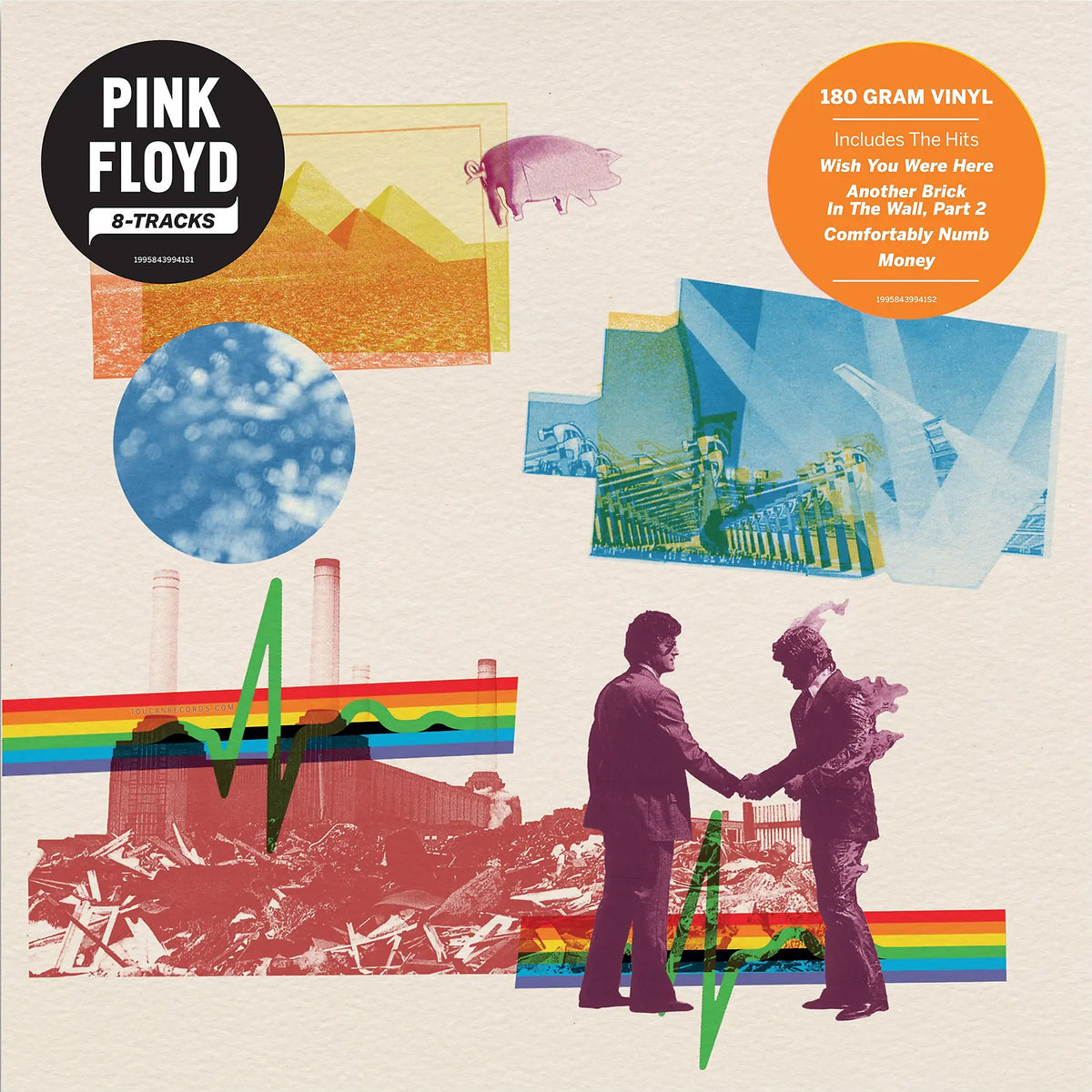 Pink Floyd 8-Tracks 180g black vinyl record album cover for the UK import gatefold edition. Packaged in a Gatefold Jacket and available t ToucanRecords.com