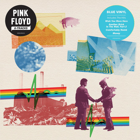 Pink Floyd 8-Tracks 180g blue vinyl record album cover for the UK import gatefold edition. Packaged in a Gatefold Jacket and available at ToucanRecords.com