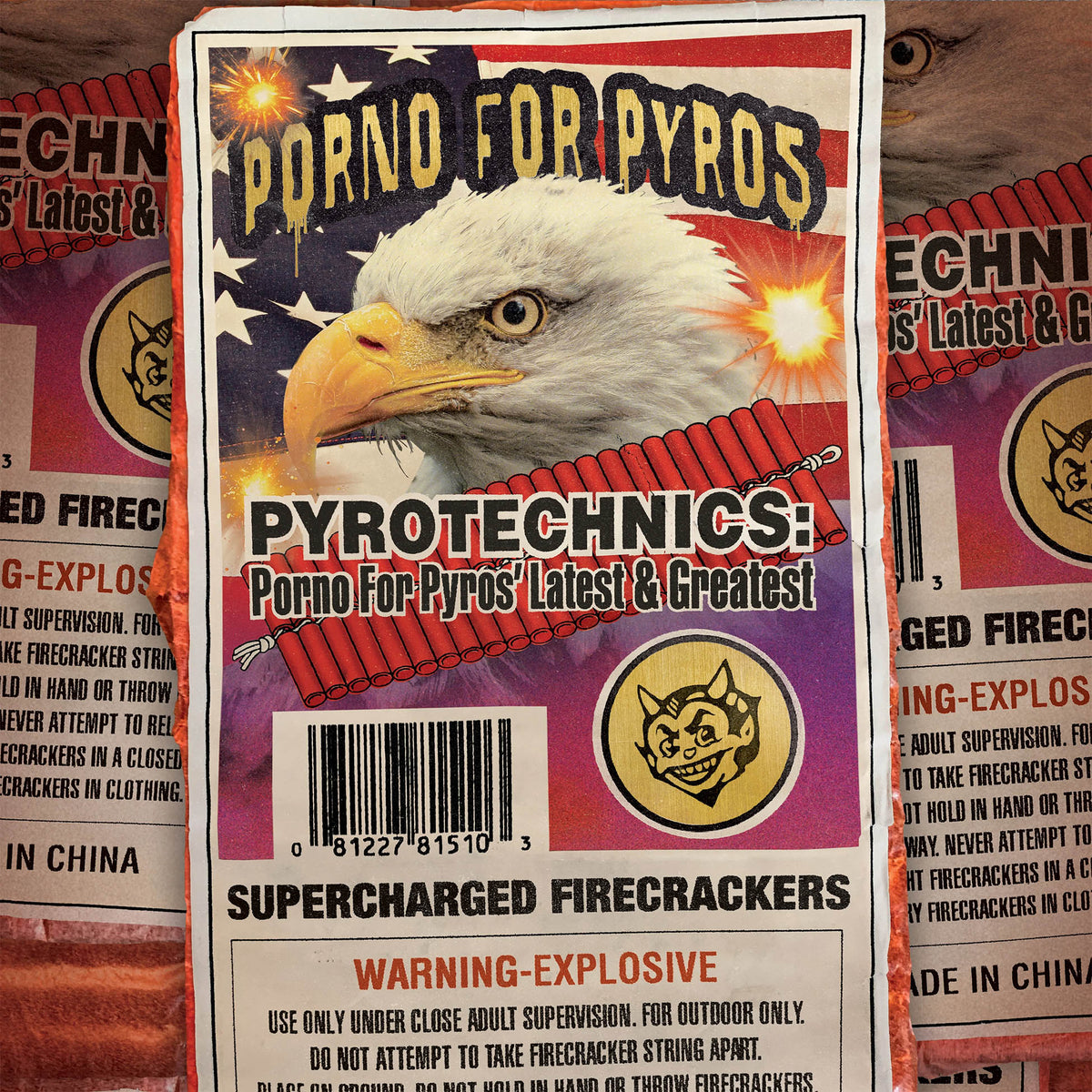 Porno For Pyros - Pyrotechnics, Latest & Greatest album cover, clear with orange splatter vinyl, indie exclusive Rocktober edition