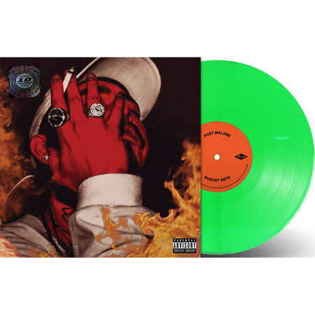 Post Malone August 26 packshot for Indie Exclusive Spring Leaf Green vinyl LP, limited 10th Anniversary remastered edition