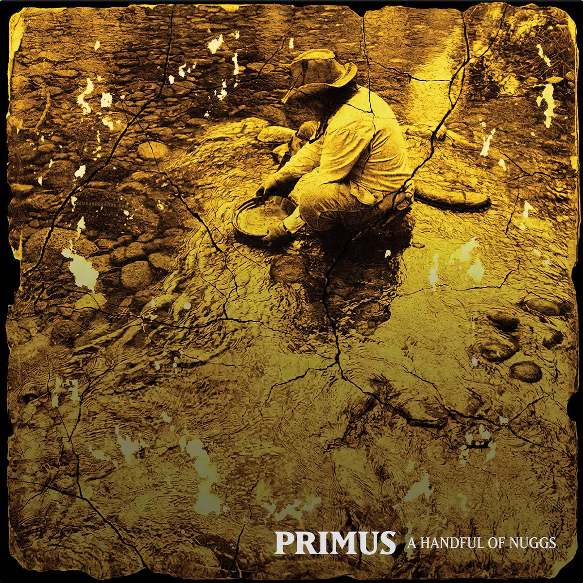 Primus A Handful Of Nuggs album cover for vinyl EP, 45 RPM gold colored pressing with "The Ol' Grizz" at ToucanRecords.com