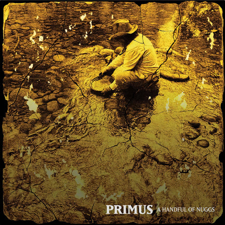 Primus A Handful Of Nuggs album cover for vinyl EP, 45 RPM gold colored pressing with "The Ol' Grizz" at ToucanRecords.com