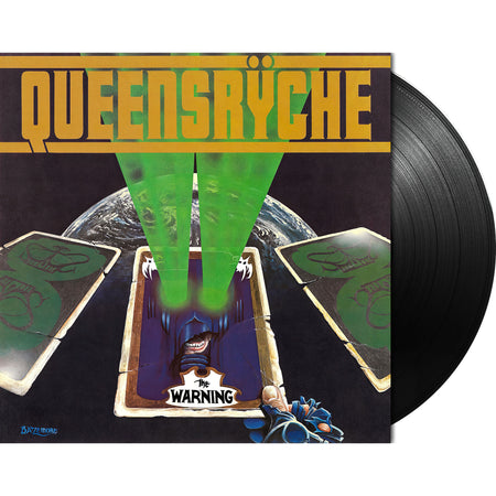 Queensryche The Warning packshot for 1984 heavy metal and progressive metal album on black vinyl LP