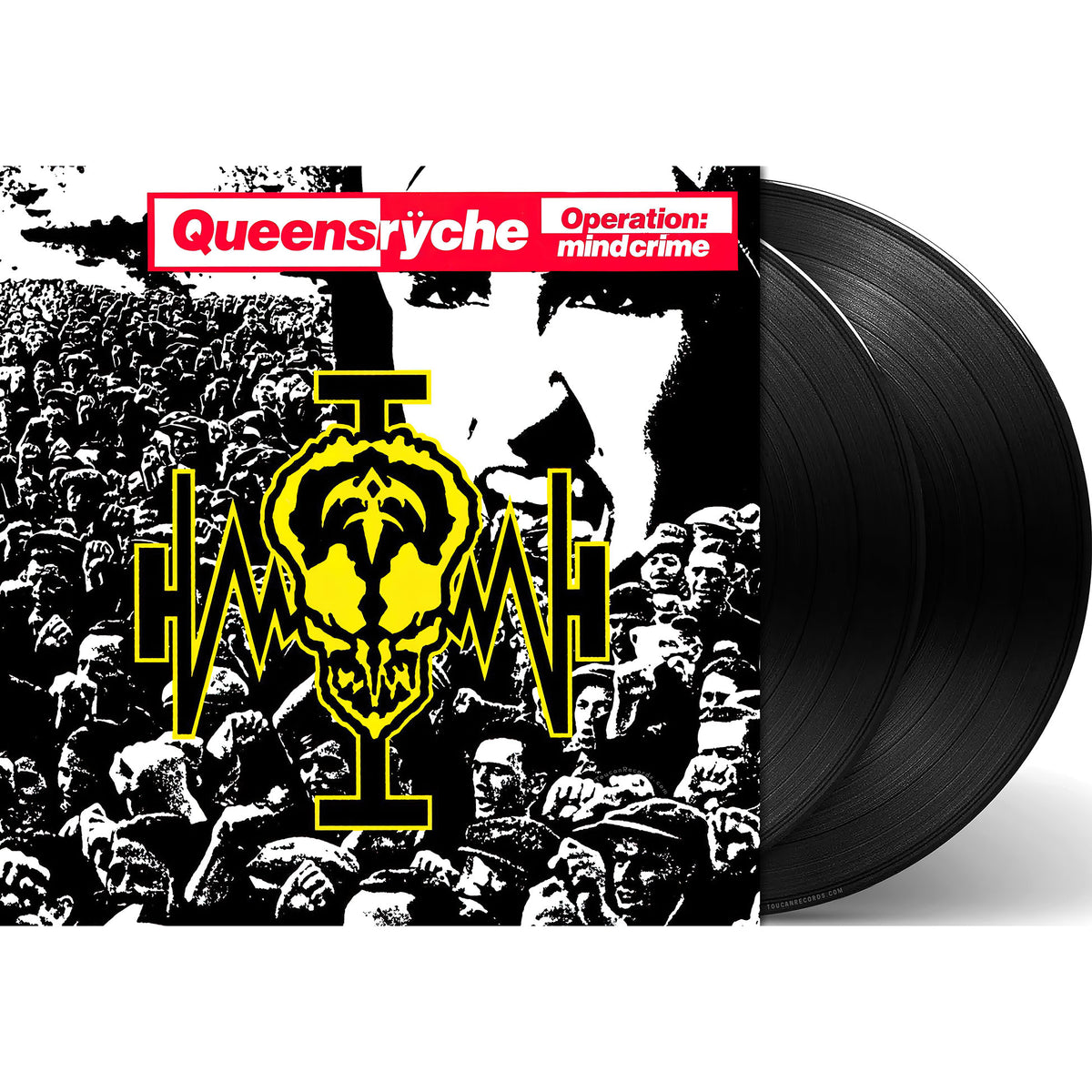 Queensryche Operation: Mindcrime packshot of the progressive metal 2LP remastered vinyl LP available at ToucanRecords.com. Printed Inner Sleeves.