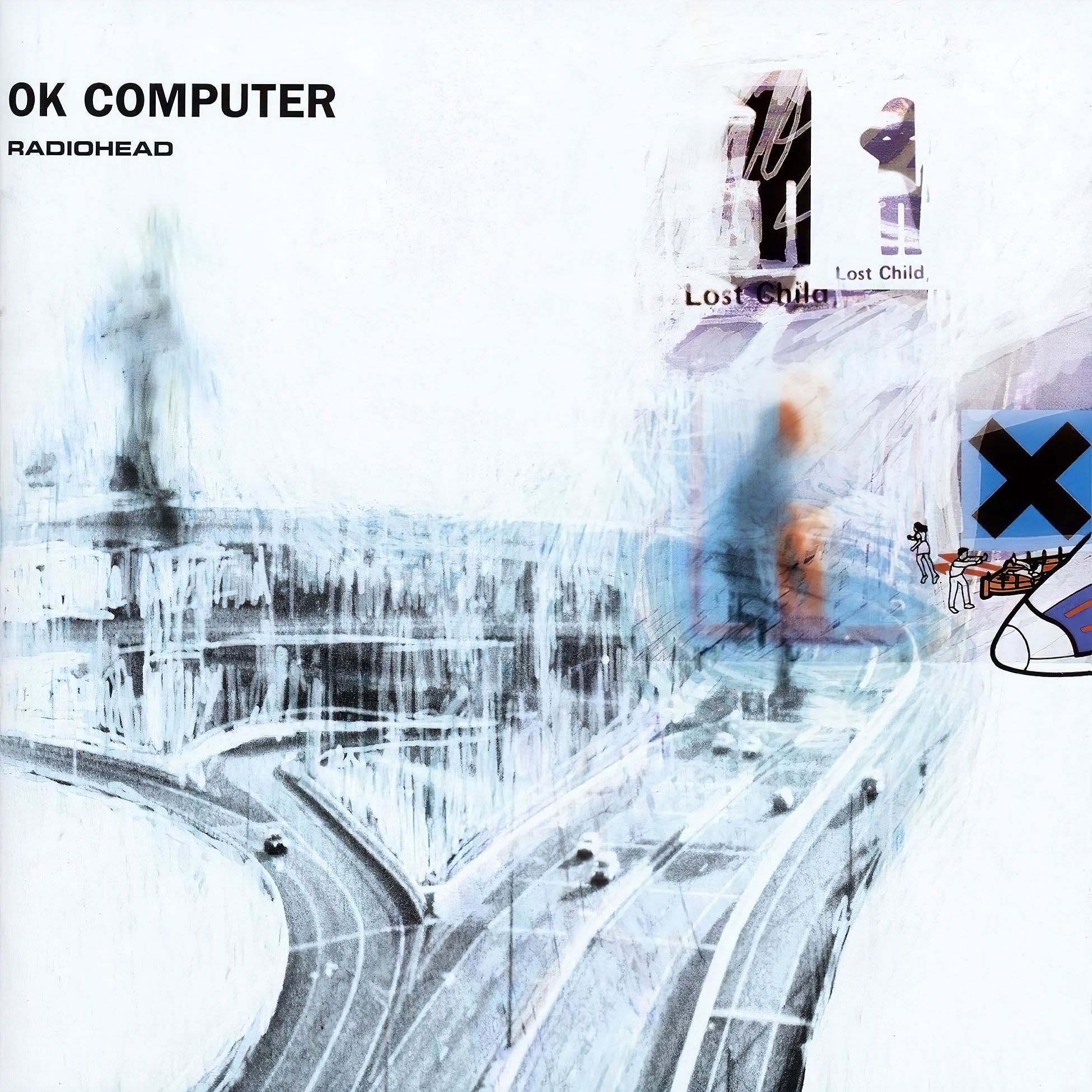 Radiohead OK Computer album cover, standard black vinyl 2LP, Grammy-winning alternative rock classic from 1997