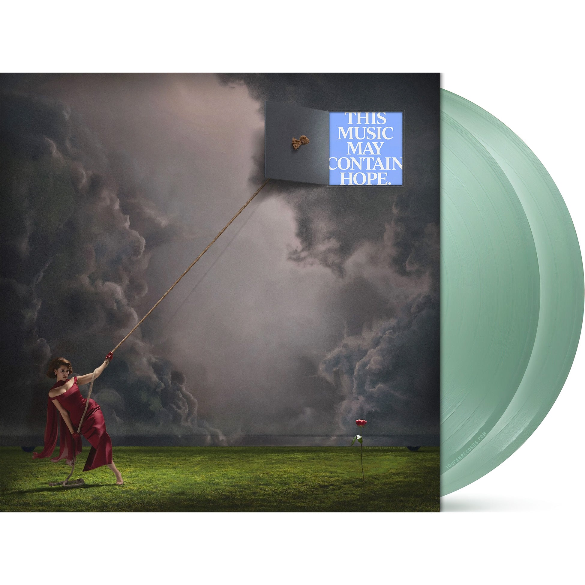 RAYE This Music May Contain Hope packshot ToucanRecords.com Coke Bottle Green vinyl LP die-cut gatefold jacket