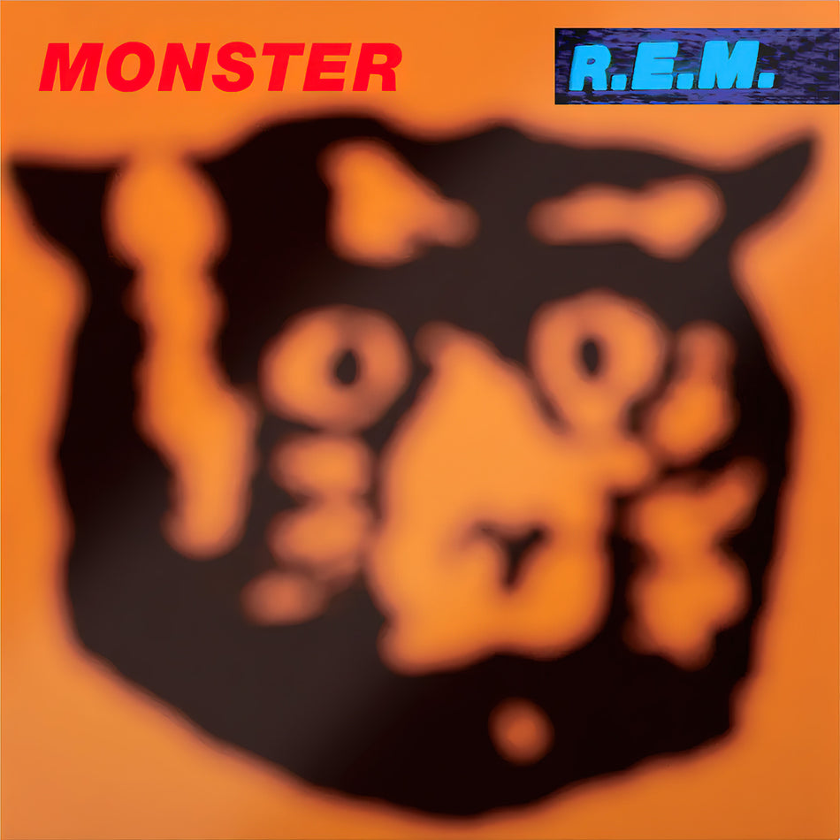 R.E.M., rem, monster, cat face, album cover, cover, cover art, vinyl, orange cover,