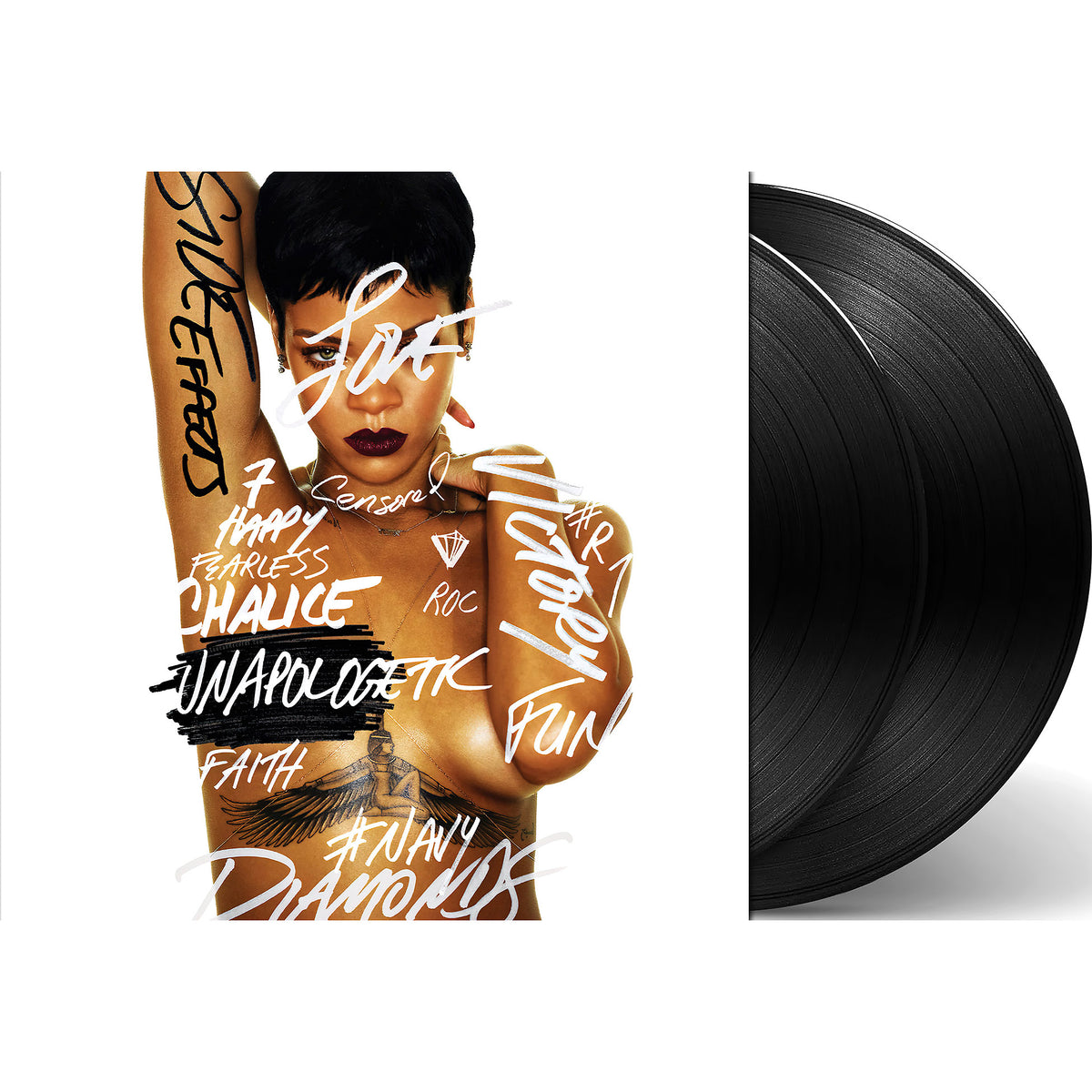 Rihanna - Unapologetic packshot, black vinyl double LP pressing with gatefold, dance-pop