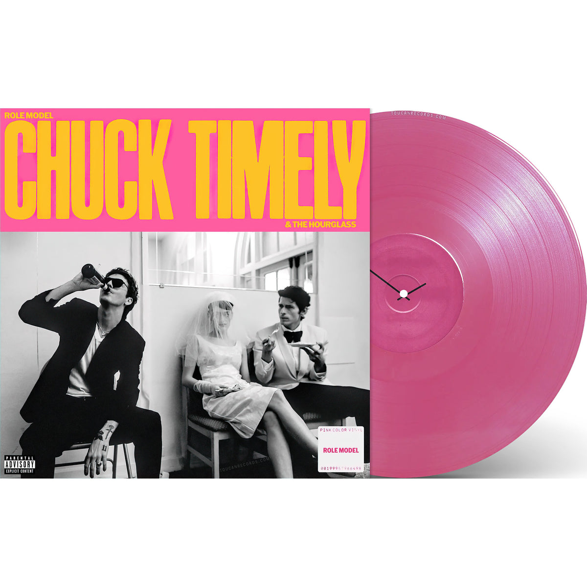 Role Model Chuck Timely & The Hourglass vinyl LP packshot in opaque watermelon pink at ToucanRecords.com