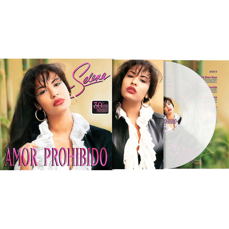 Selena Amor Prohibido clear vinyl pressing, Latin pop 2LP, Queen of Tejano anniversary
