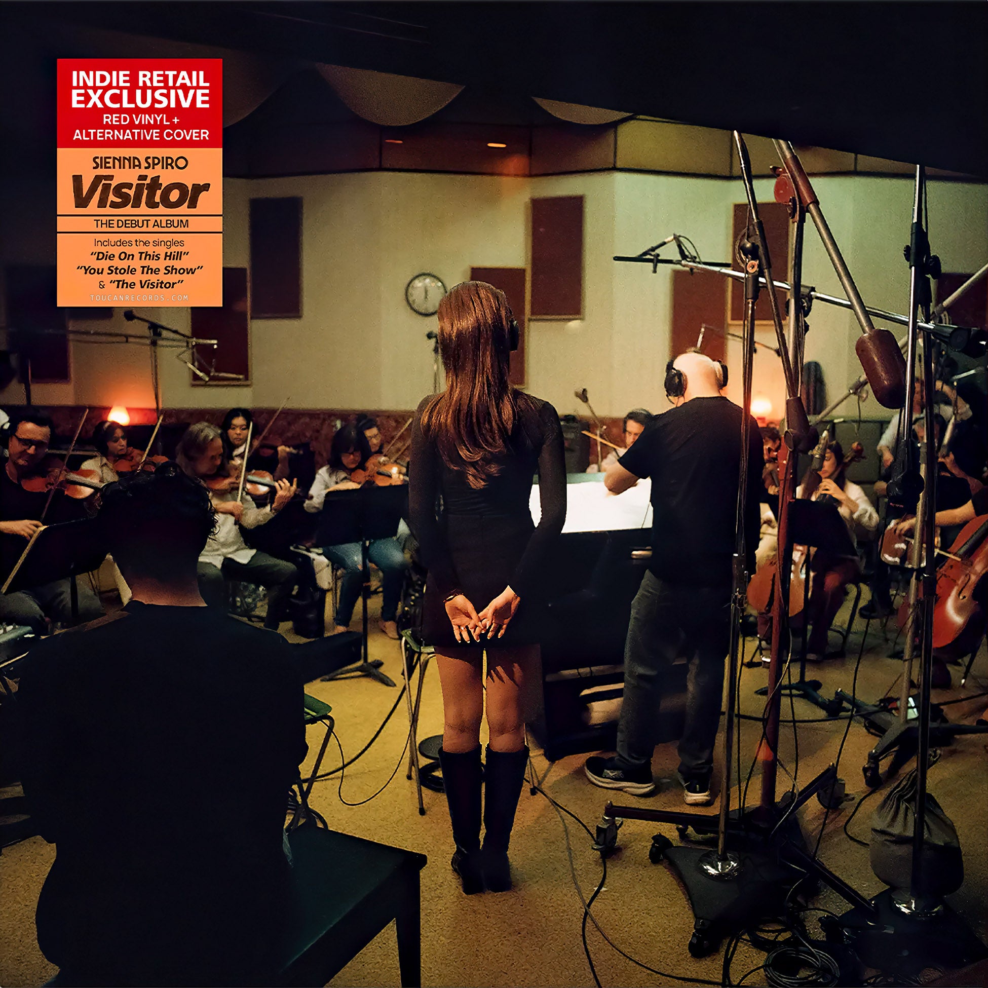 Sienna Spiro Visitor album cover art for the limited edition indie exclusive red vinyl LP with alternate cover artwork
