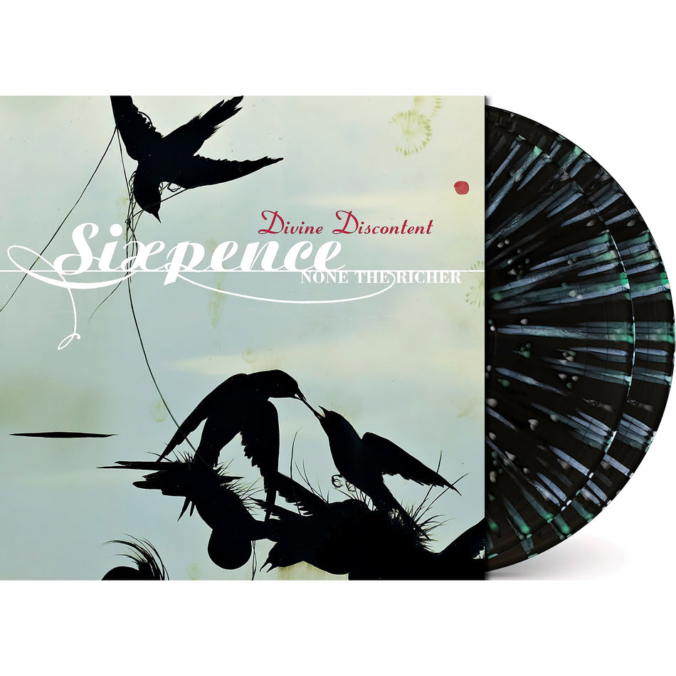 Sixpence None The Richer – Divine Discontent packshot, limited edition splatter vinyl pressing, black with green and white color, '90s alternative classic — part of the curated selection at ToucanRecords.com