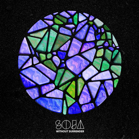 SOJA Without Surrender album cover for the green swirl colored vinyl LP featuring 14 roots reggae tracks