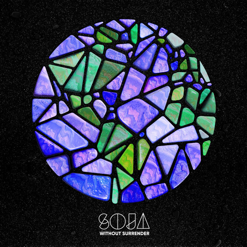 SOJA Without Surrender album cover for the green swirl colored vinyl LP featuring 14 roots reggae tracks