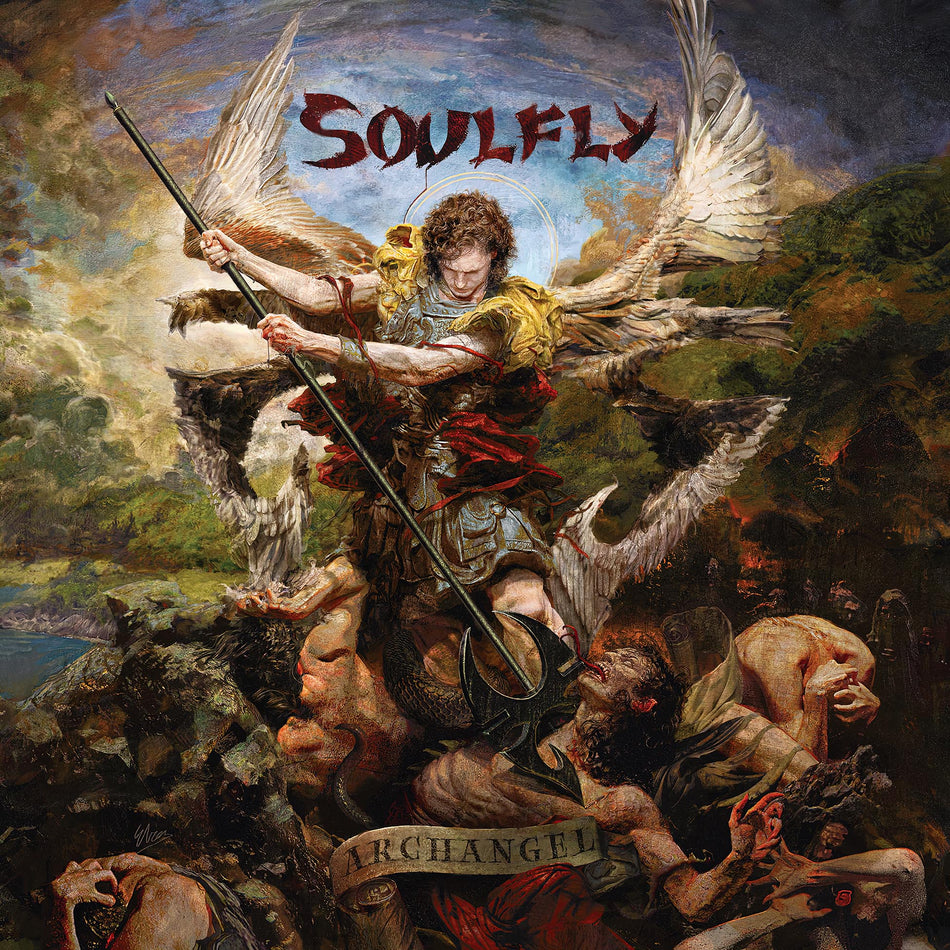 Soulfly Archangel album cover art for the limited edition splatter vinyl LP available at ToucanRecords.com