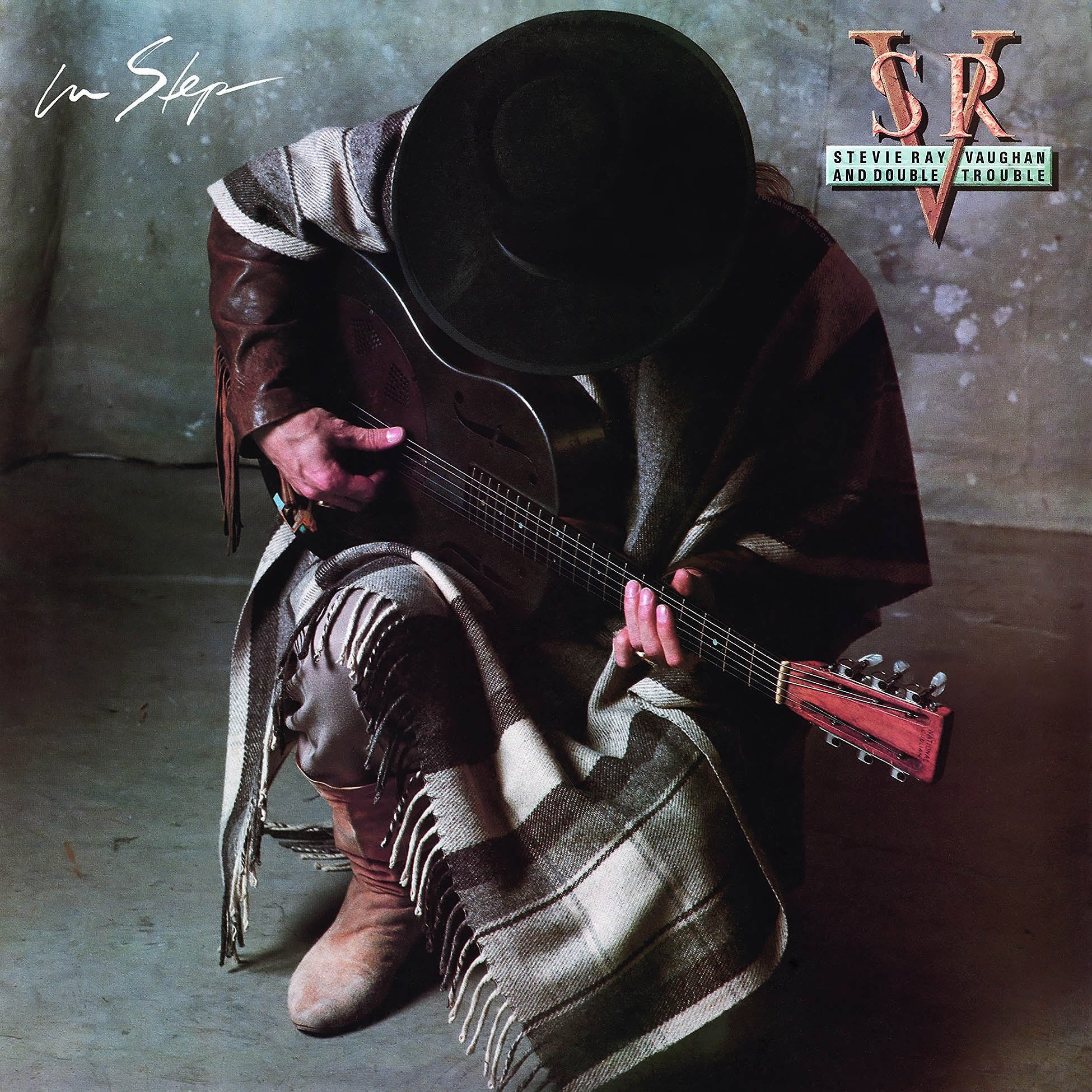 Stevie Ray Vaughan In Step album cover art, 180g import LP. This vinyl record is pressed by Music On Vinyl. Available at ToucanRecords.com