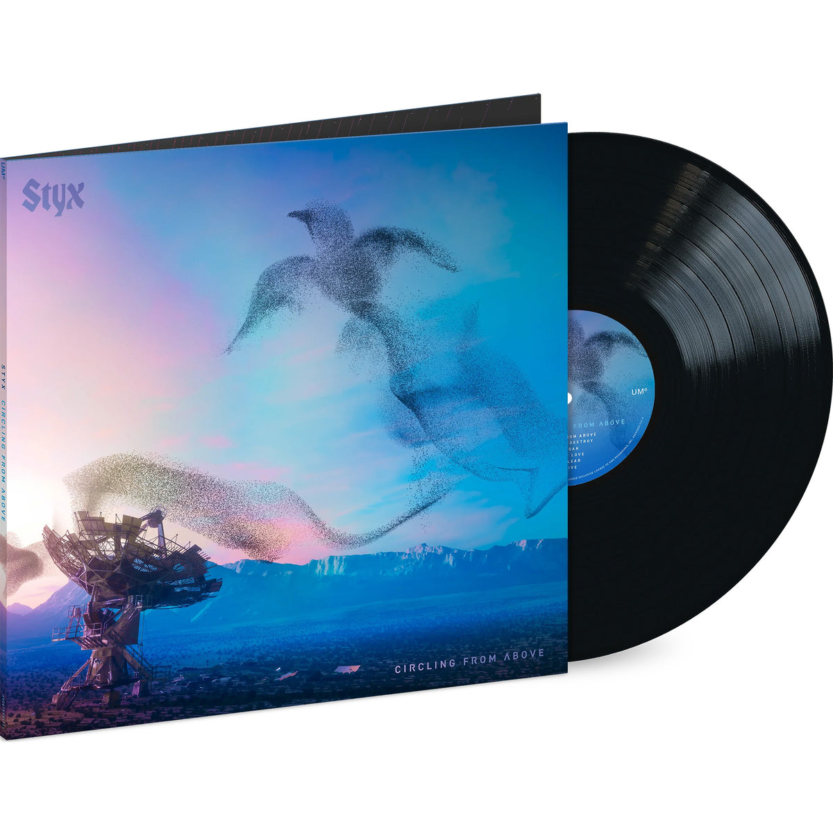 Circling From Above 180g LP packshot, Styx 18th studio album, gatefold jacket with interior artwork, printed inner sleeve with lyrics - ToucanRecords.com