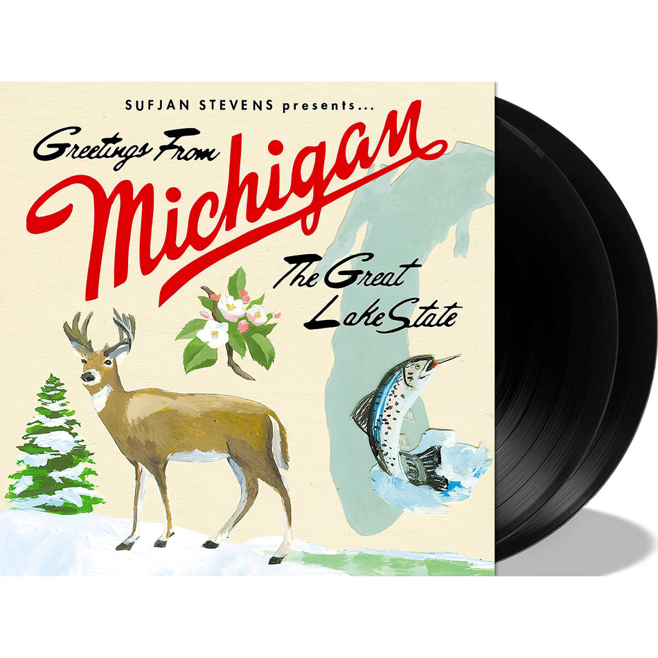 Packshot: Sufjan Stevens - Michigan vinyl LP packshot, double album indie folk pressing with gatefold jacket & 5 bonus tracks