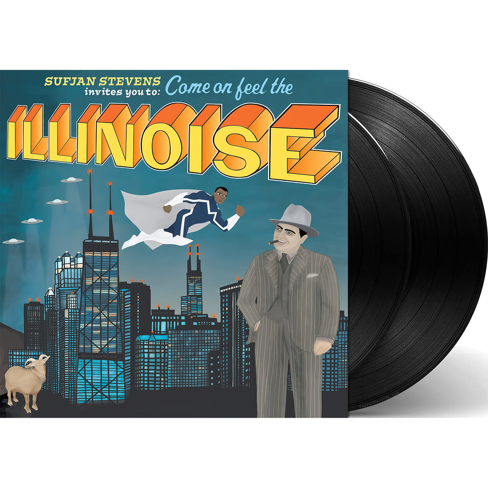Sufjan Stevens - Illinoise vinyl packshot, double LP black pressing, 2000s indie folk album