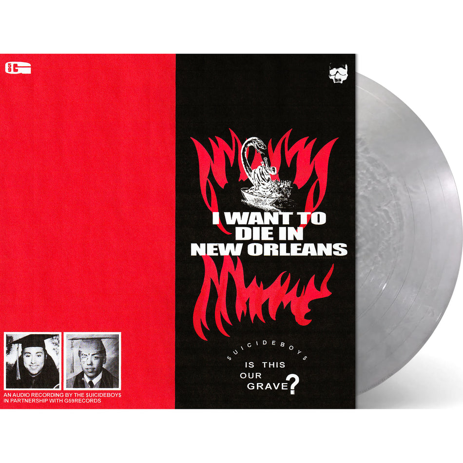 $uicideboy$ - I Want To Die In New Orleans packshot, silver vinyl with printed inner sleeve, trap horrorcore from ToucanRecords.com